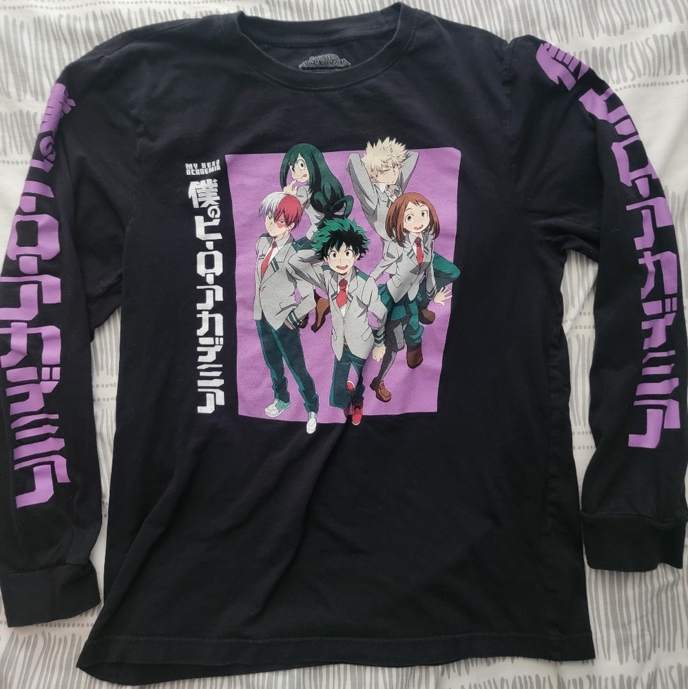 Black Long Sleeve My Hero Academia Shirt sz Large